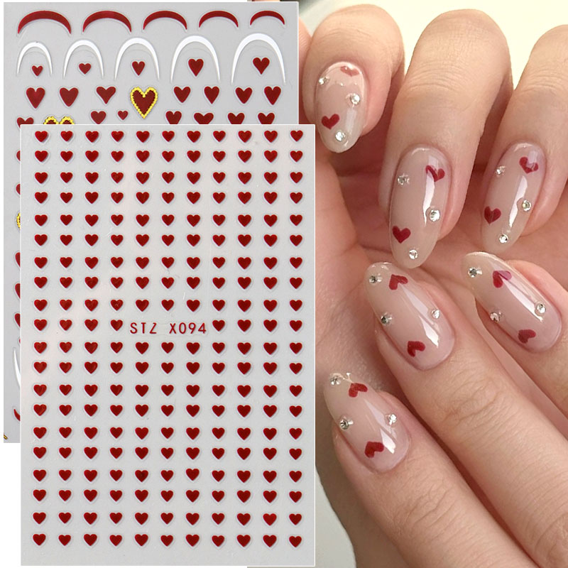 Nail Art Valentines Day - 2 قطعة صغيرة الحب القلب مسمار