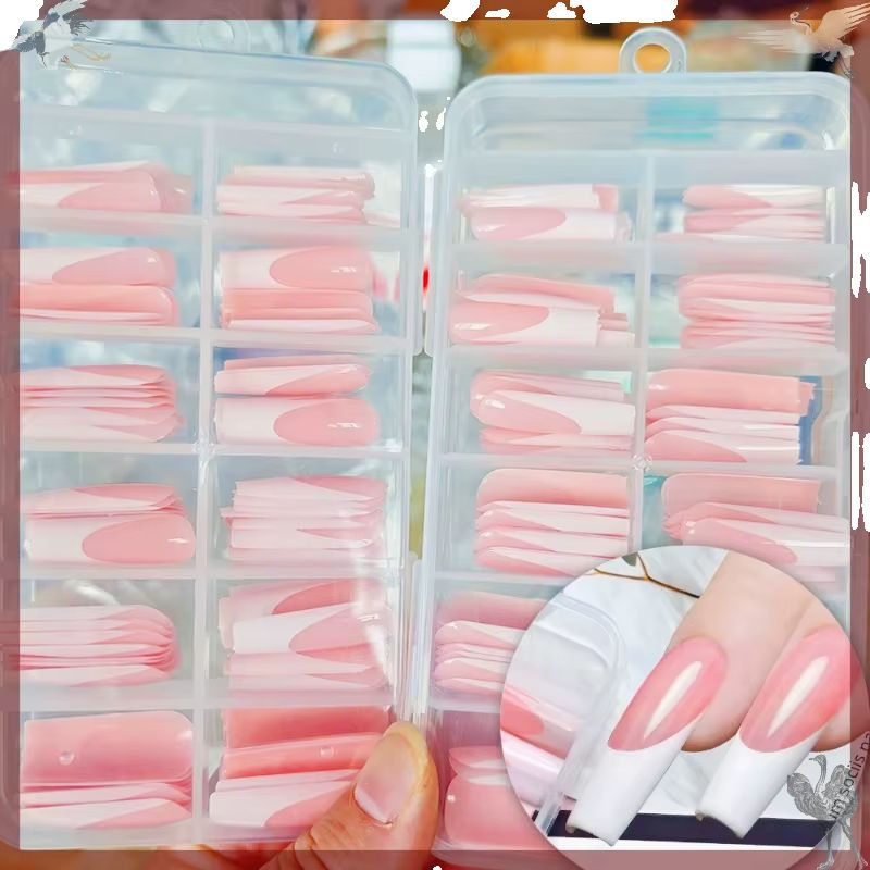 Nail Art Press On - 120 قطعة من الأظافر الاصطناعية اللامعة