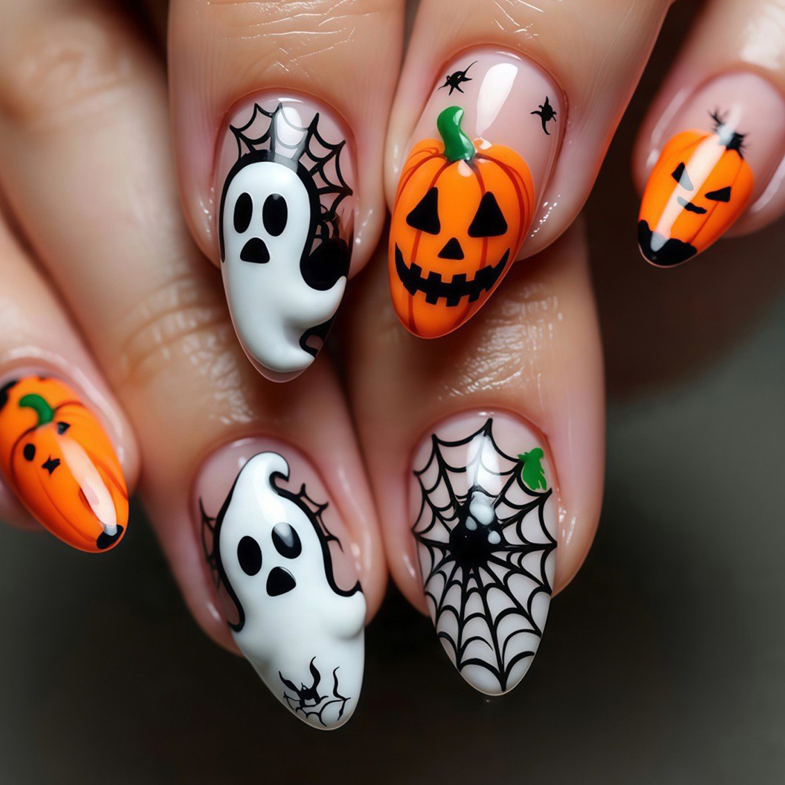 Nail Art Press On - 24 قطعة من الأظافر الاصطناعية للهالوين