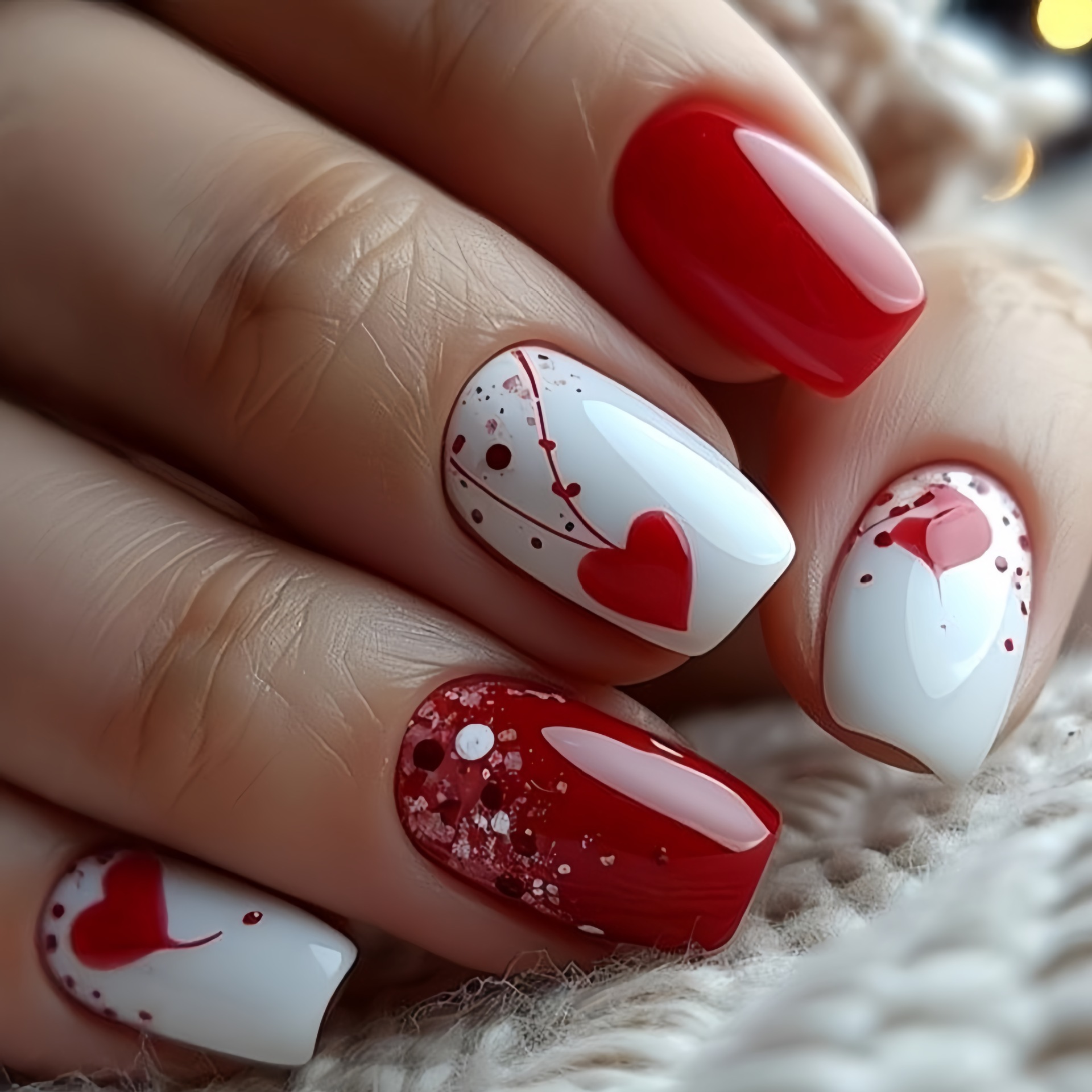 Nail Art Pink - أظافر صناعية قصيرة متوسطة الحجم للنساء
