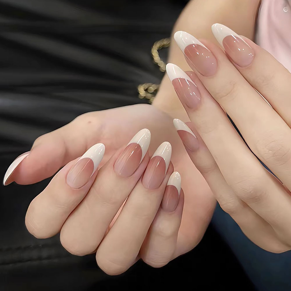 120 قطعة الوردي المتوسط اللوز  - مراجعة Nail Art Press On وسعره