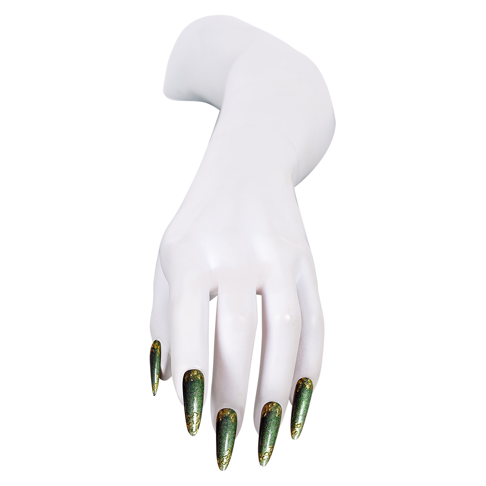 أظافر ضغط خضراء مع لهجات ذهبية - مراجعة Nail Art Press On وسعره