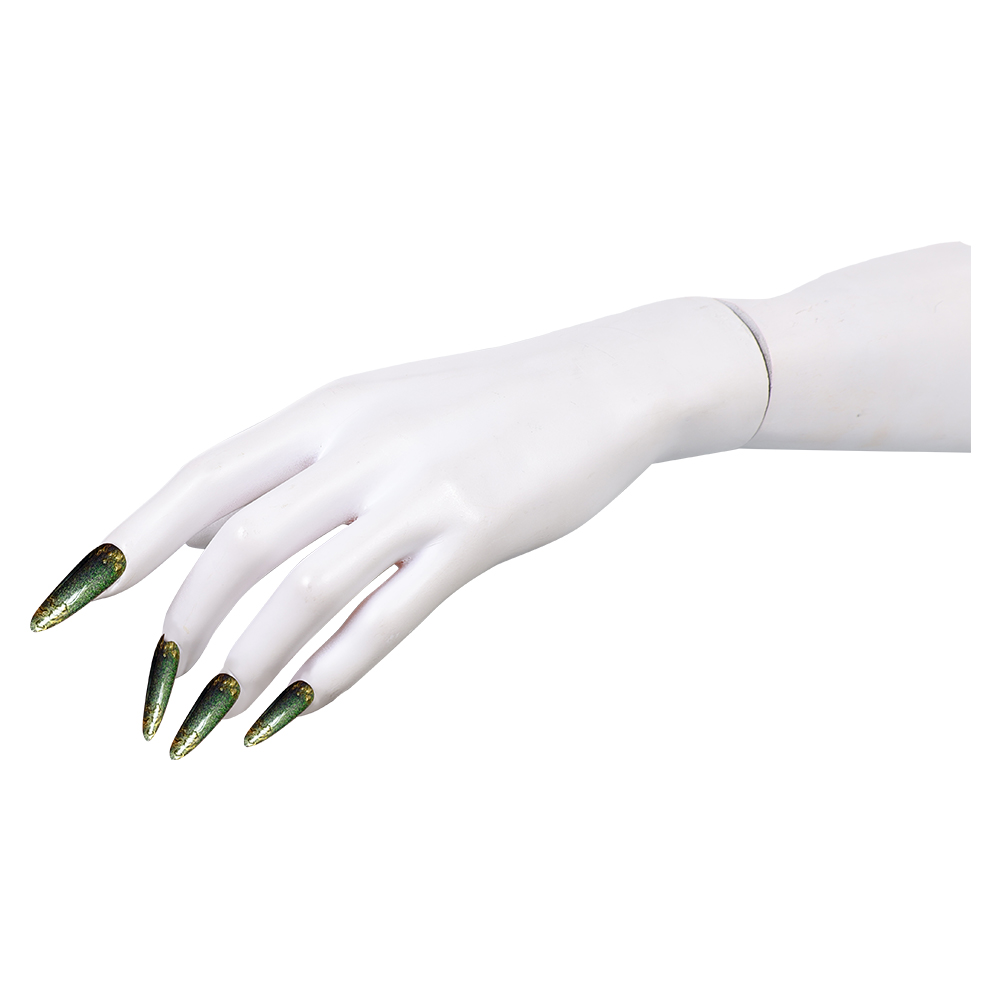 أظافر ضغط خضراء مع لهجات ذهبية - مراجعة Nail Art Press On وسعره