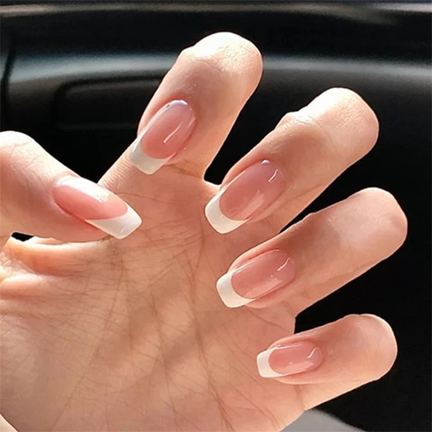 24 قطعة/المجموعة قصيرة الفرنسي - مراجعة Nail Art Pink وسعره