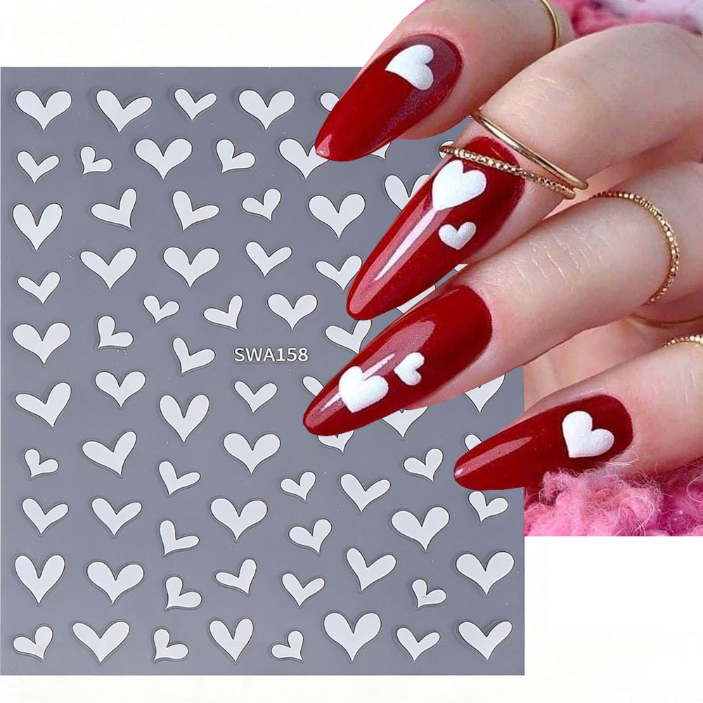 ثلاثية الأبعاد الأبيض القلب عي - مراجعة Nail Art Valentines Day وسعره