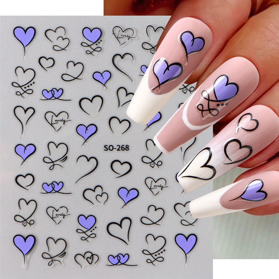 3 قطعة Y2K الذهب موجة خط القلب - مراجعة Nail Art Valentines Day وسعره