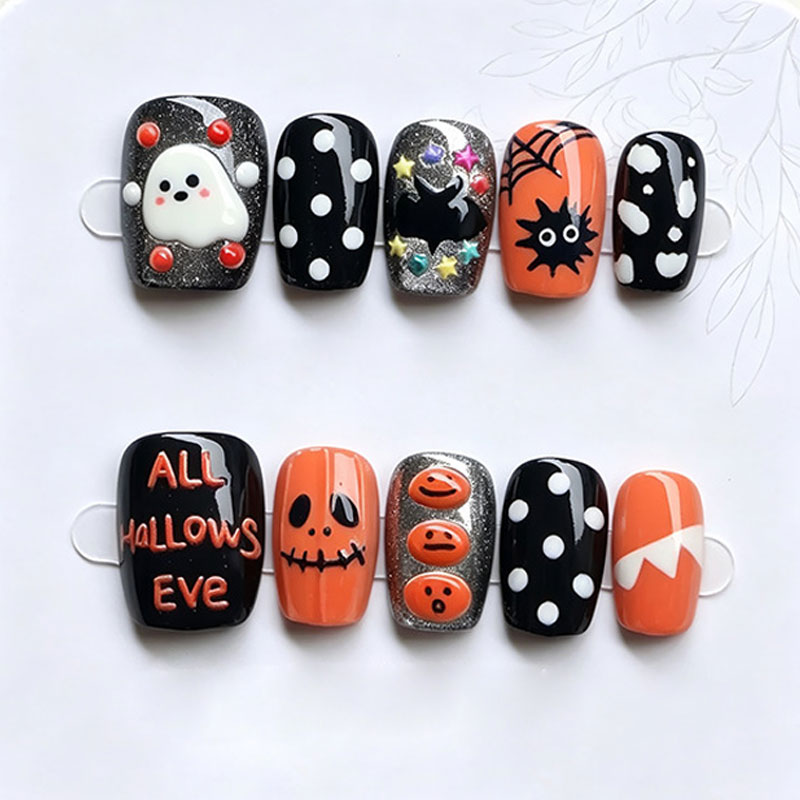 10 قطع من أظافر الهالوين اللاص - مراجعة Nail Art Press On وسعره