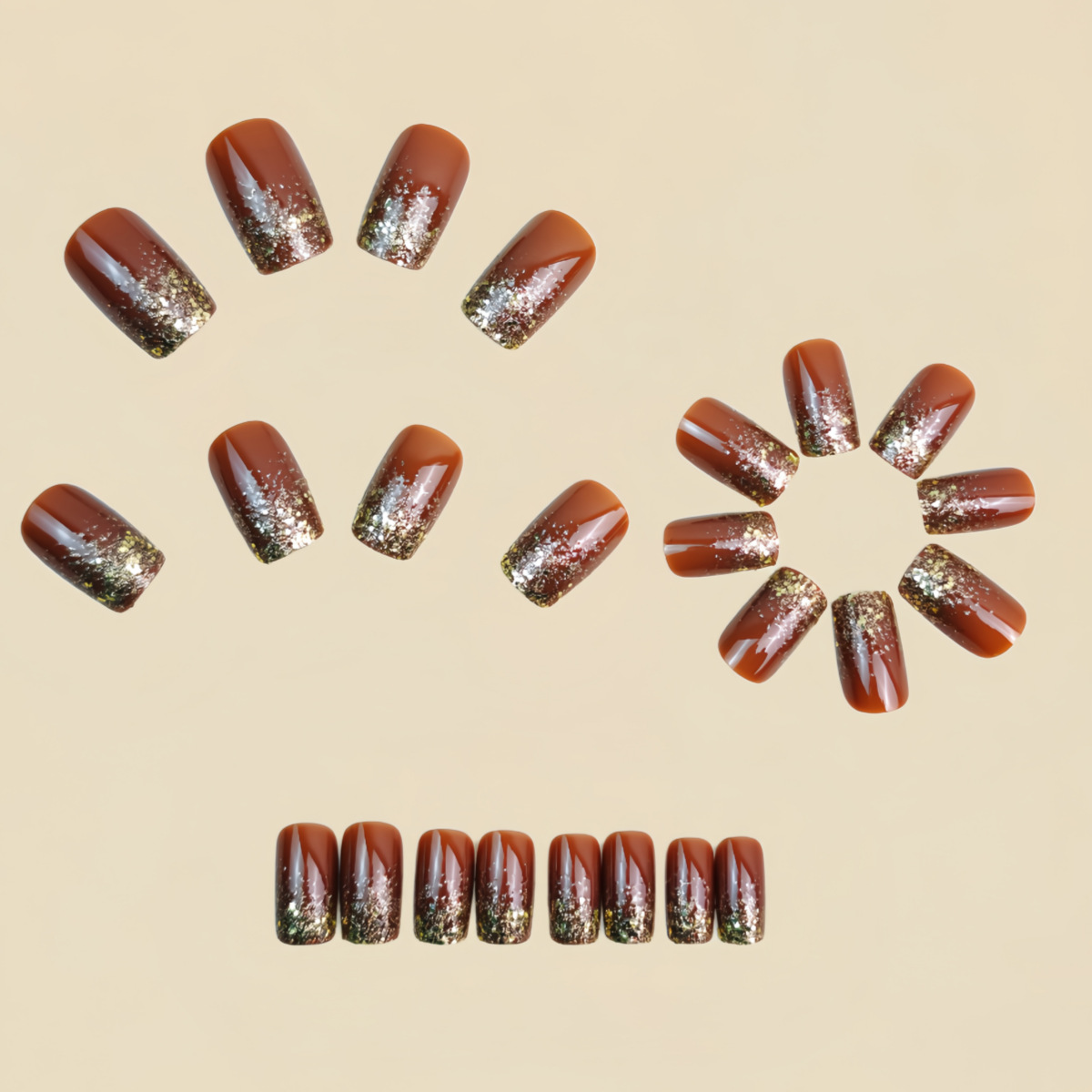 أظافر صناعية قصيرة متوسطة متدر - مراجعة Nail Art Press On وسعره