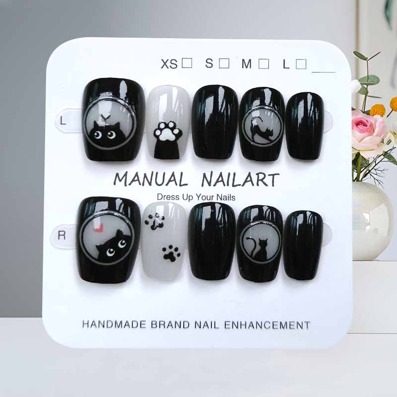 10 قطعة لطيف الكرتون القط الأس - مراجعة Nail Art Pink وسعره