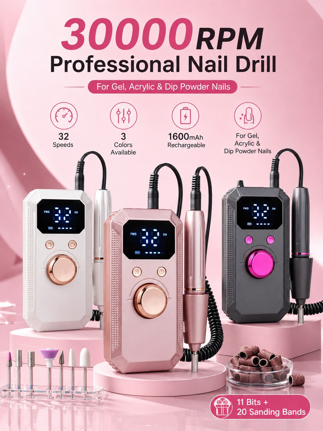 جهاز حفر أظافر كهربائي لاسلكي  - مراجعة Nail Drill Machine وسعره