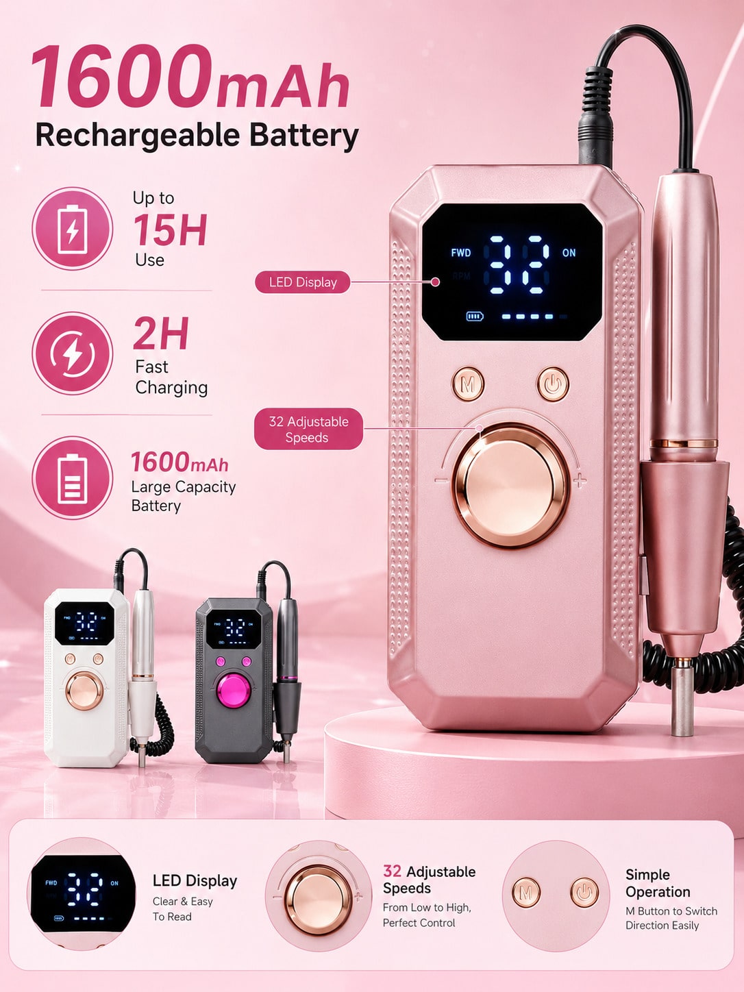 جهاز حفر أظافر كهربائي لاسلكي  - مراجعة Nail Drill Machine وسعره